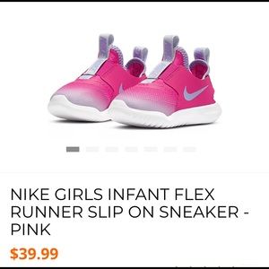NIKE GIRLS INFANT FLEX RUNNER SLIP ON SNEAKER - PINK